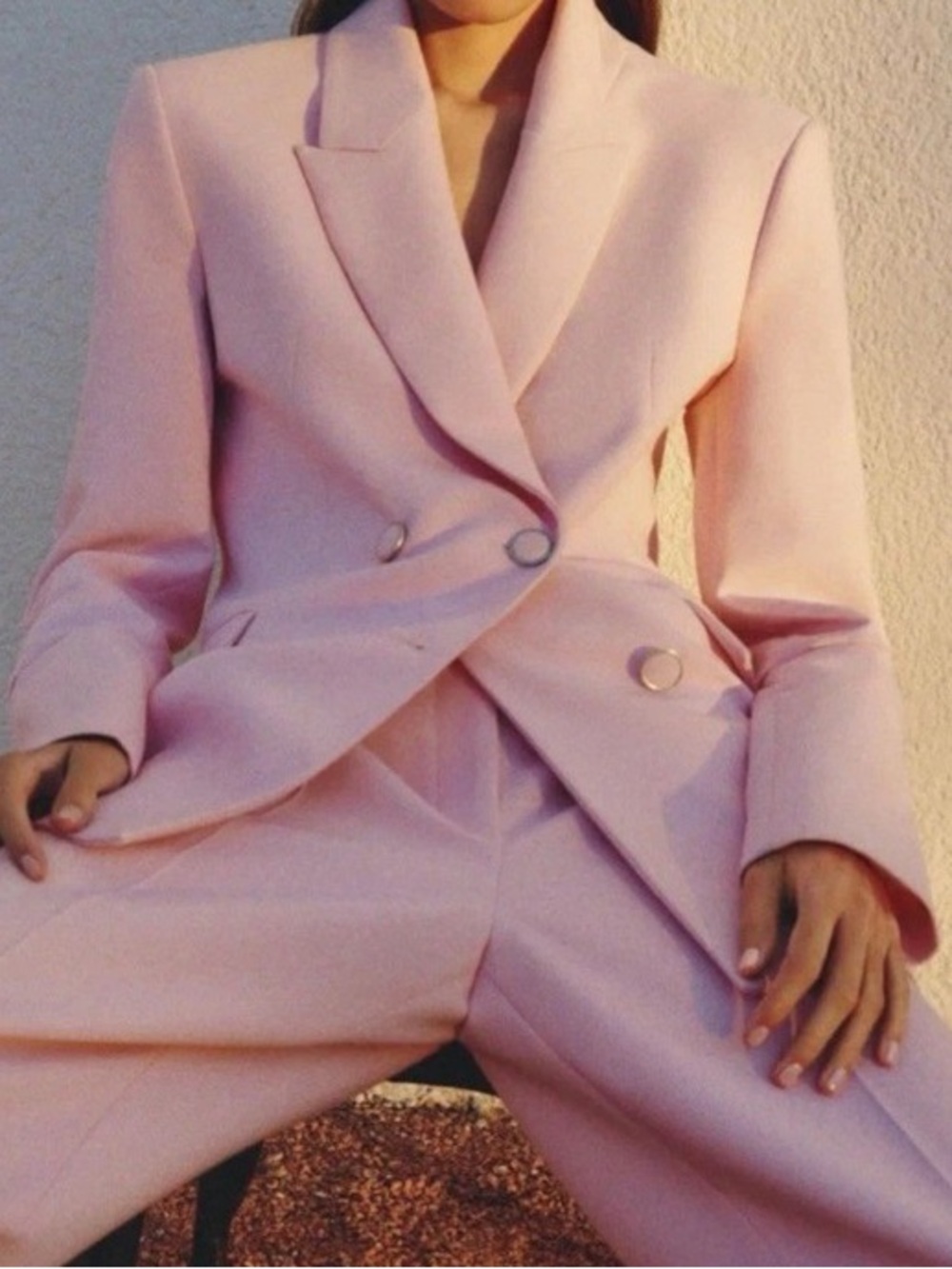 NWT. Zara Pink Viscose Blend Double Breasted Jacket/Blazer. Size M. - Picture 4 of 11